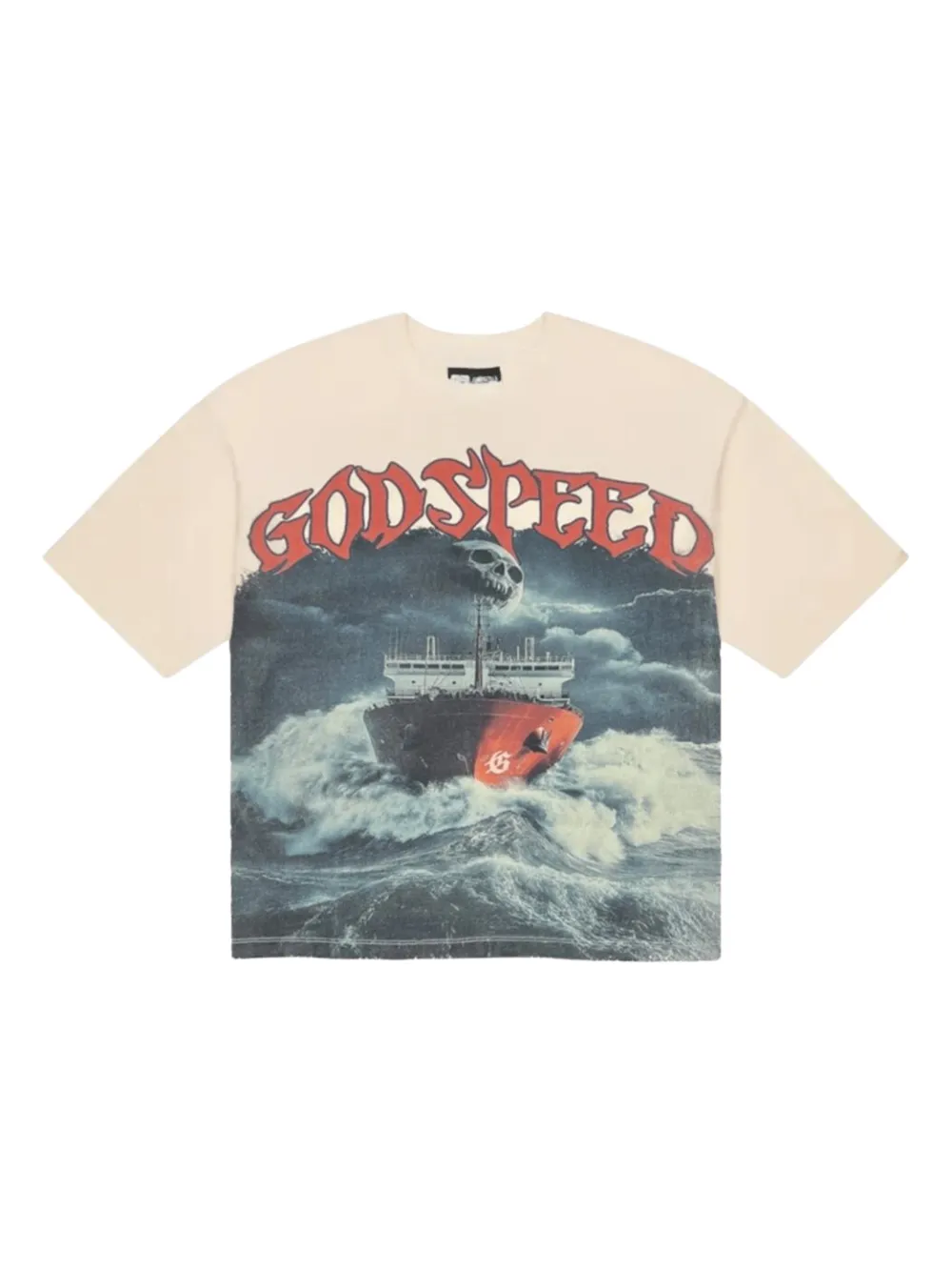GODSPEED skull ship graphic T-shirt | Neutrals | Image 1