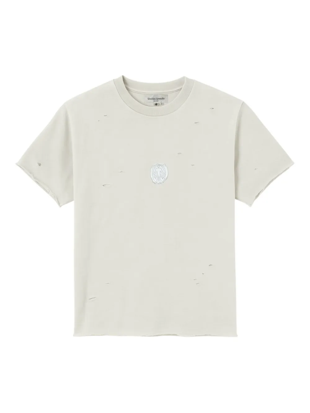 distressed-effect logo-patch t-shirt