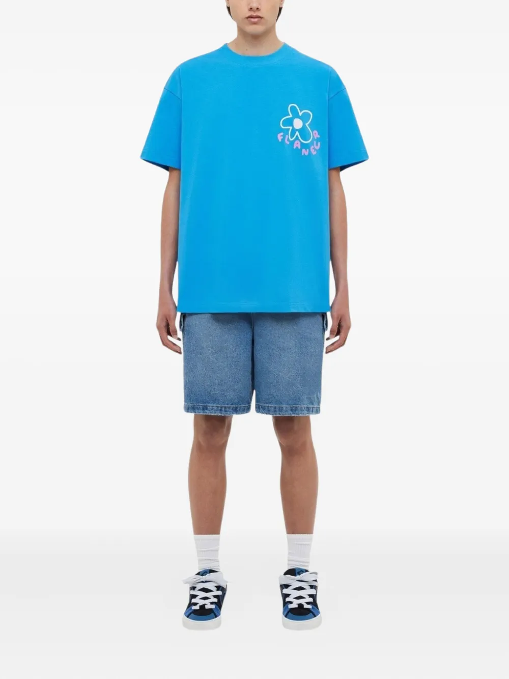 FLÂNEUR T-shirt met bloesemprint - Blauw