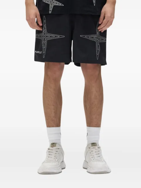Purple Brand star-embroidered swim shorts