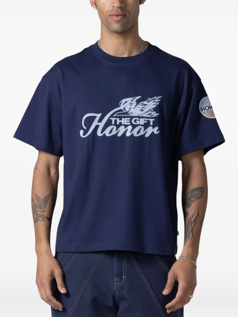 Honor The Gift T-shirt met borduurwerk Blauw