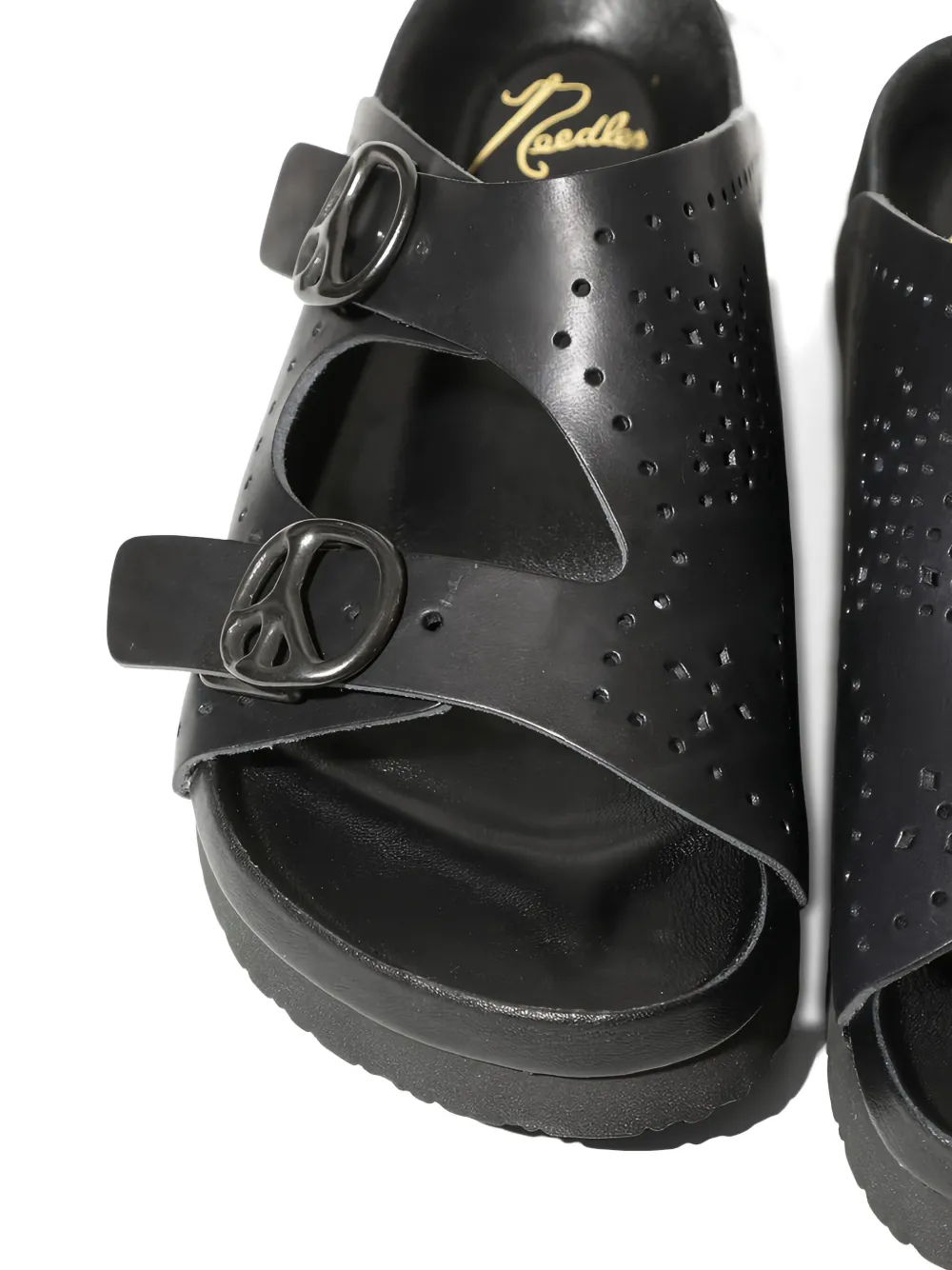 Needles perforated buckle sandals Black