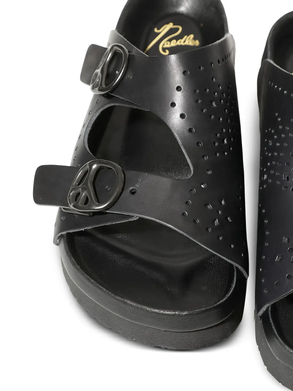 Needles Sandalen met geperforeerde gesp Zwart