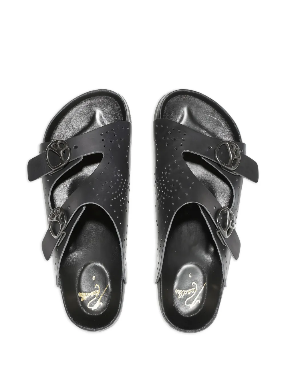 Needles Sandalen met geperforeerde gesp Zwart