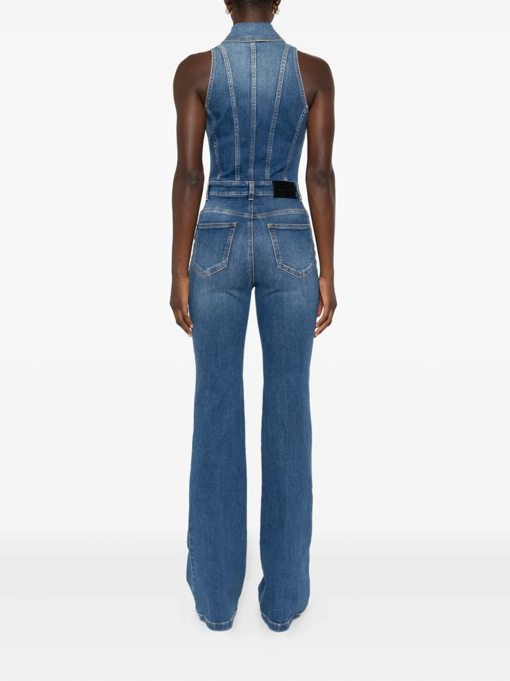 Elisabetta Franchi Denim jumpsuit met knoopsluiting Blauw