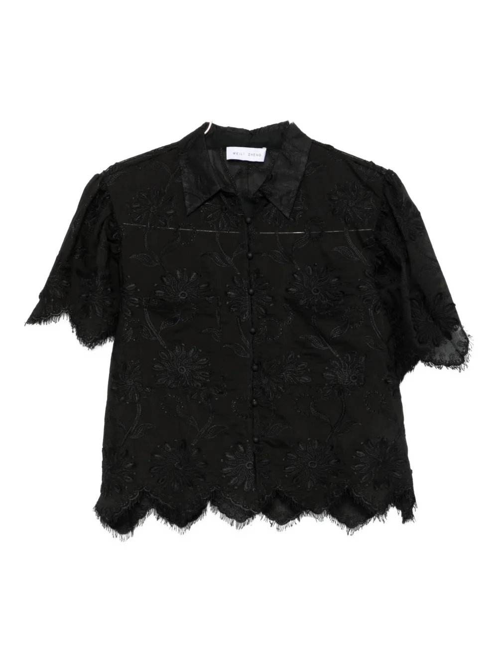 Weili Zheng embroidered scalloped-hem blouse | Black | Image 1