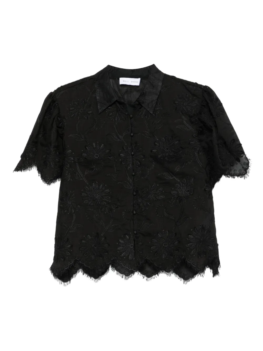 embroidered scalloped-hem blouse