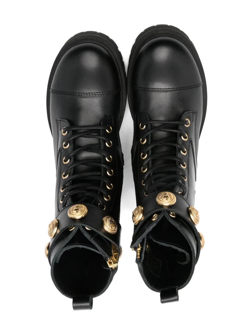 Balmain Kids lace-up medusa-details ankle boots Black