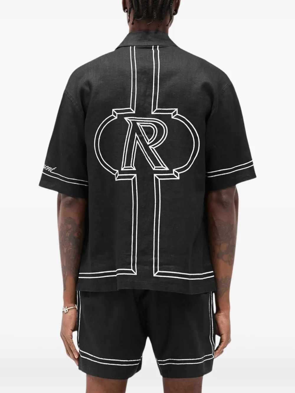 Represent Jet embroidered-border shirt Zwart