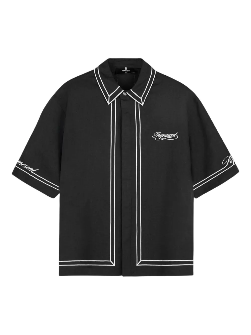 Represent Jet embroidered-border shirt Zwart