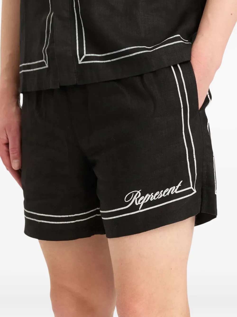 Represent Shorts met randdetail Zwart