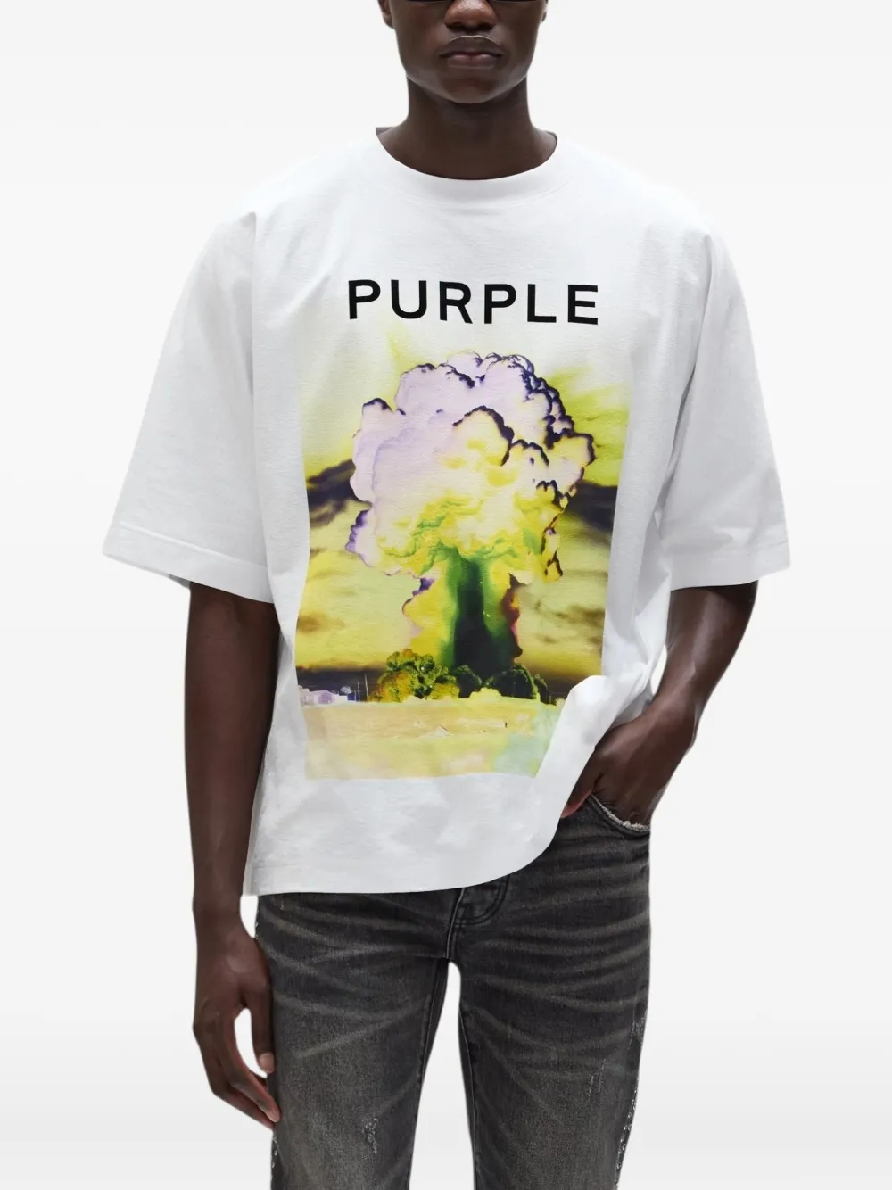 Purple Brand Katoenen T-shirt met grafische print Wit