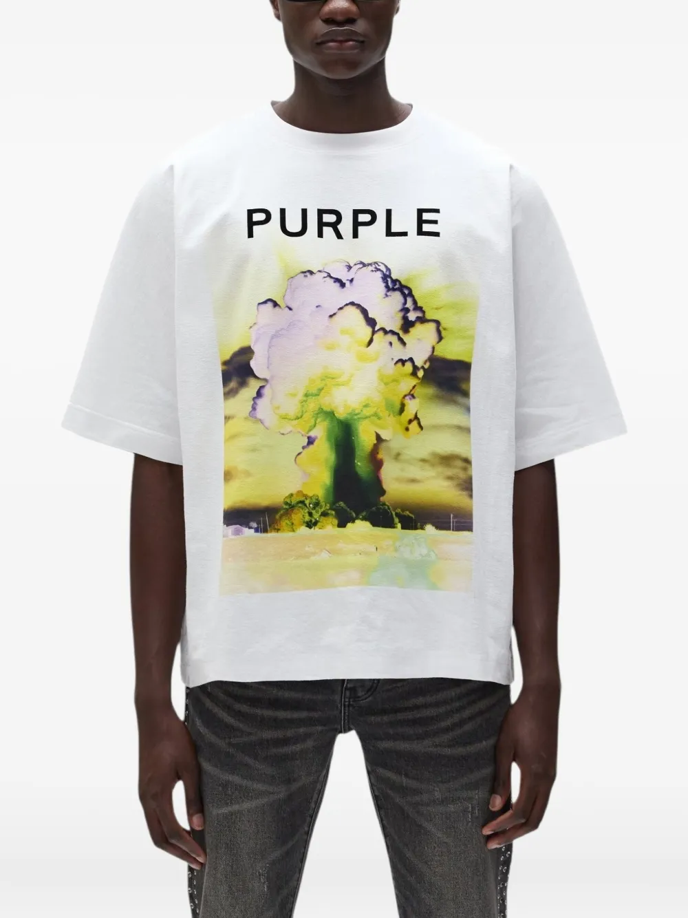 Purple Brand Katoenen T-shirt met grafische print Wit