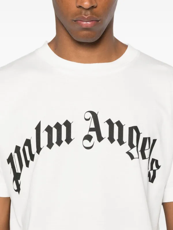 T-shirt en coton à logo en blanc – Palm Angels Kids