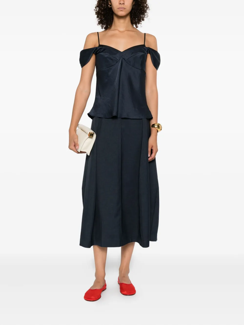 Theory Midi-plooirok Blauw