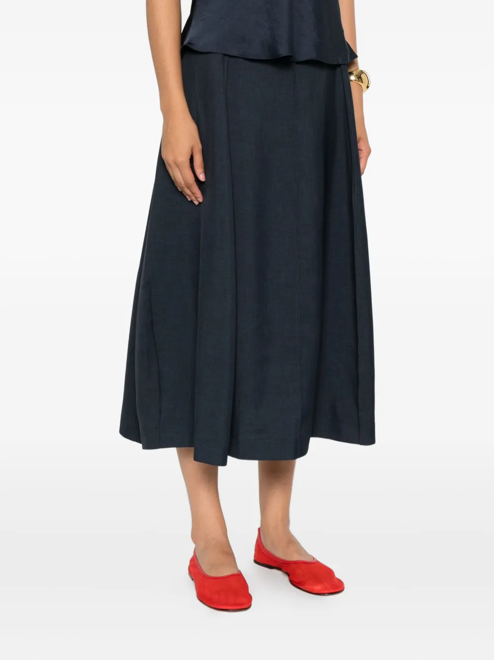 Theory Midi-plooirok Blauw