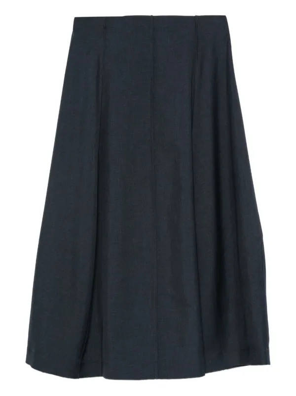 Theory Pleat-detail Midi Skirt in Blue
