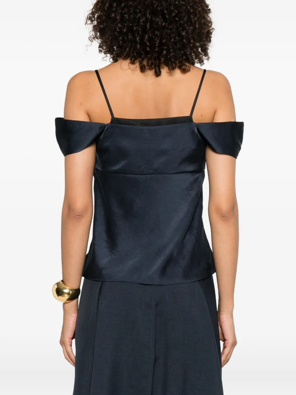 Theory Off-shoulder satijnen top Blauw