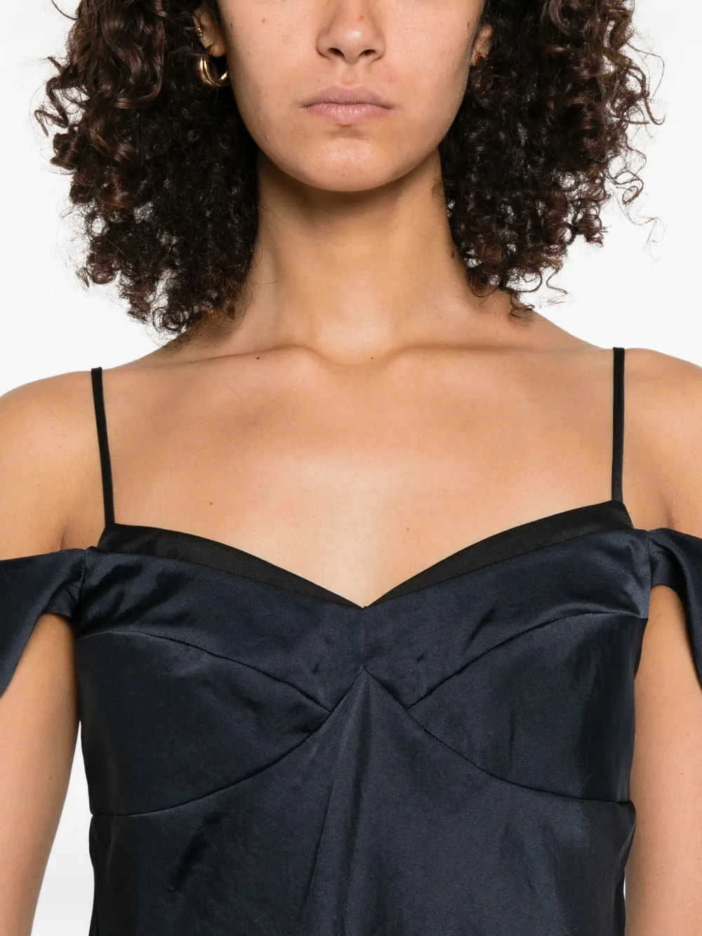 Theory Off-shoulder satijnen top Blauw