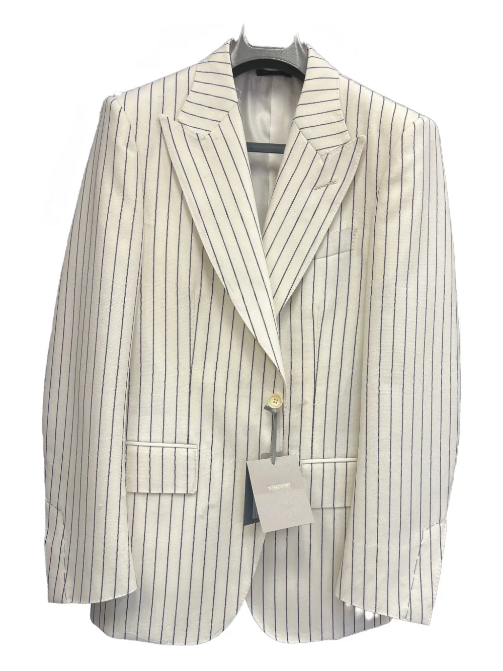 TOM FORD Blazer met krijtstreep en enkele rij knopen Wit