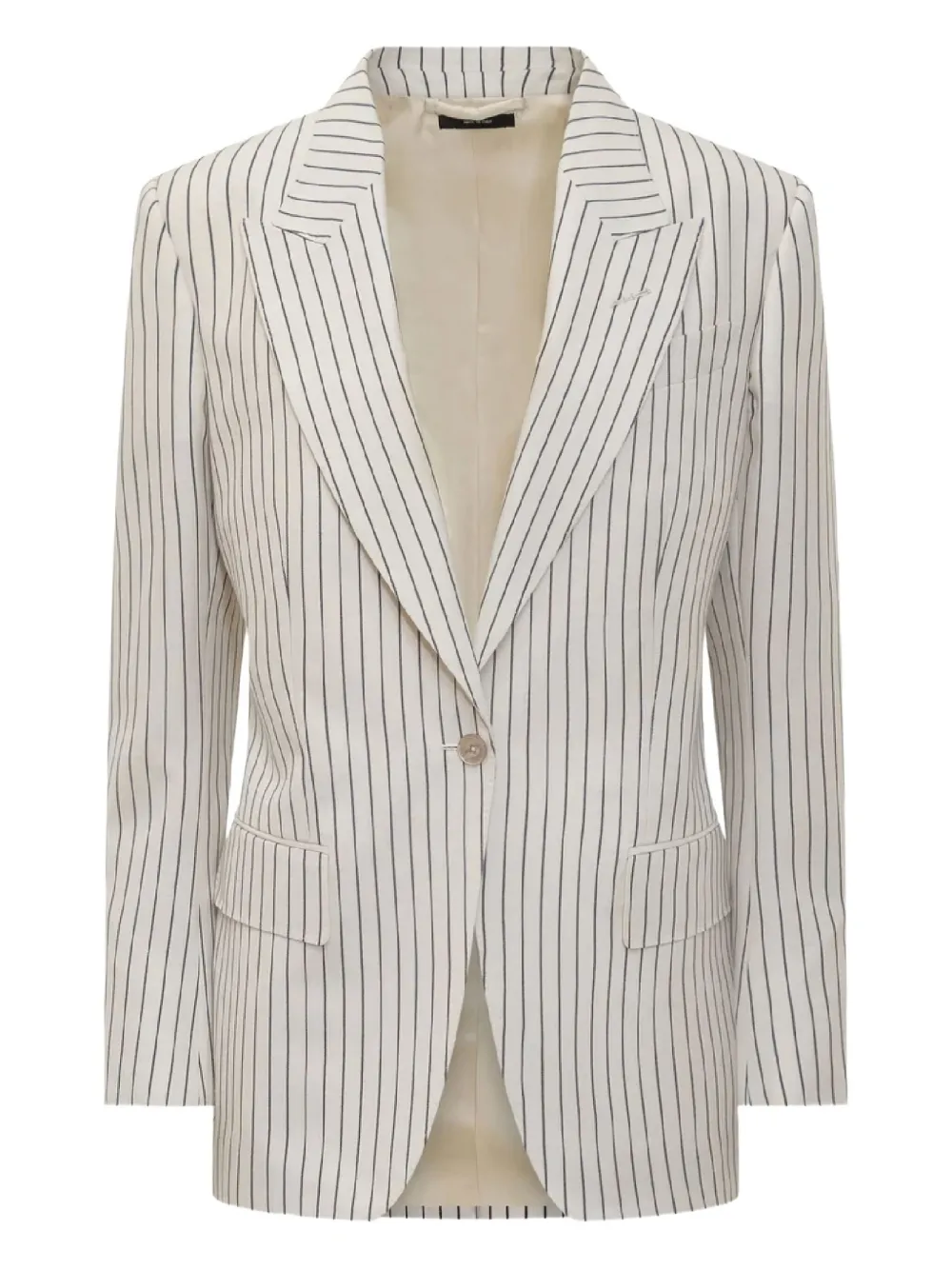 TOM FORD Blazer met krijtstreep en enkele rij knopen Wit