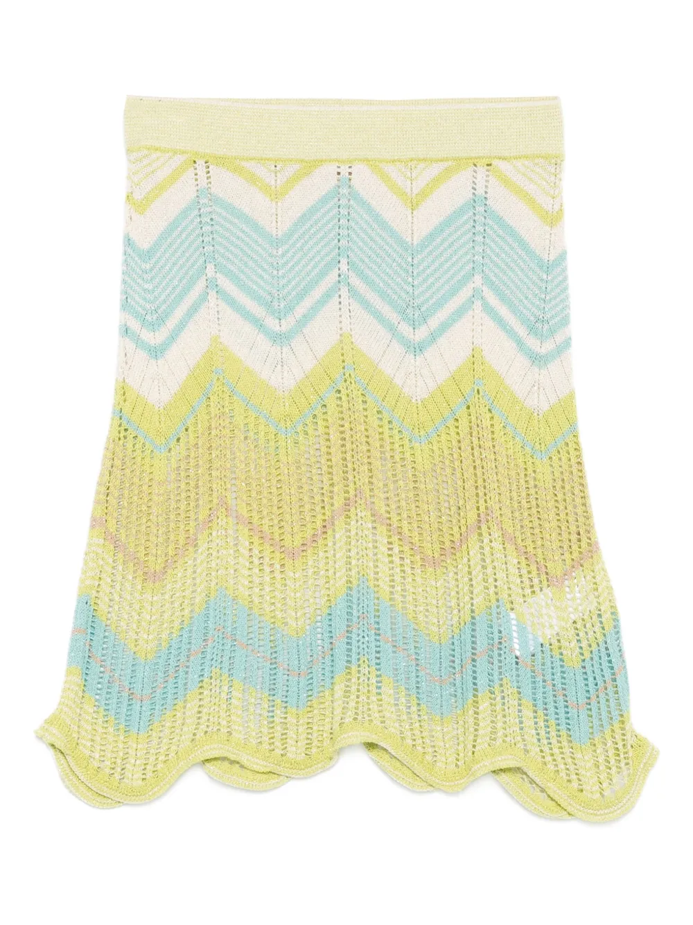chevron-pattern scalloped skirt