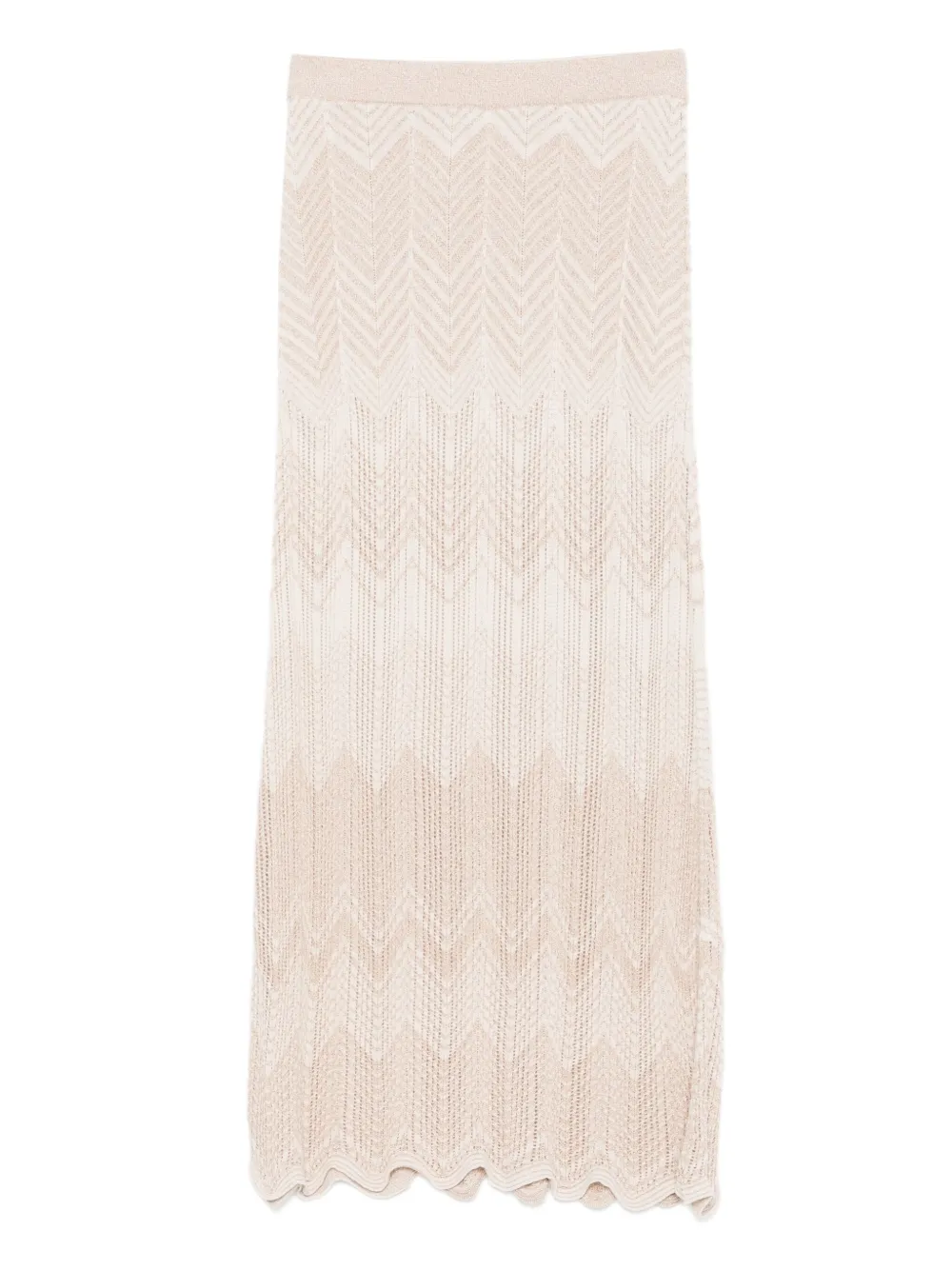 chevron-pattern scalloped-hem skirt