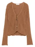 Akep tie-front ribbed cardigan - Brown