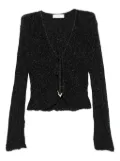 Akep lurex-detail cardigan - Black
