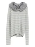 NIIHAI striped faux-fur collar cardigan - Grey