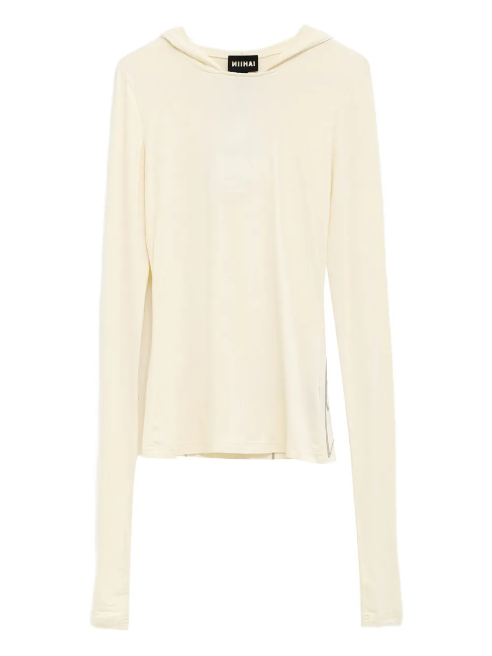 fixed-hood long-sleeve top