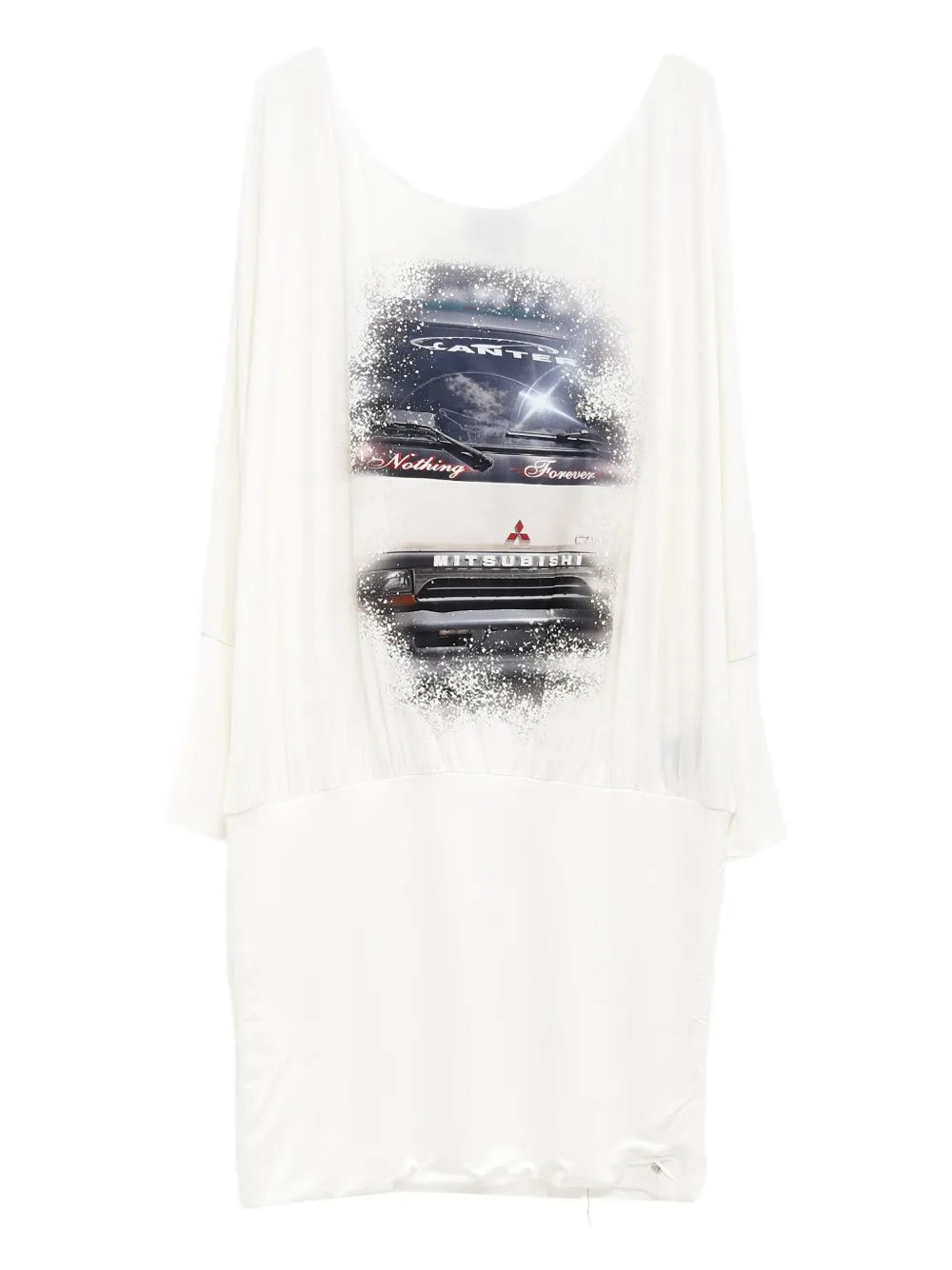 bat-sleeve print minidress