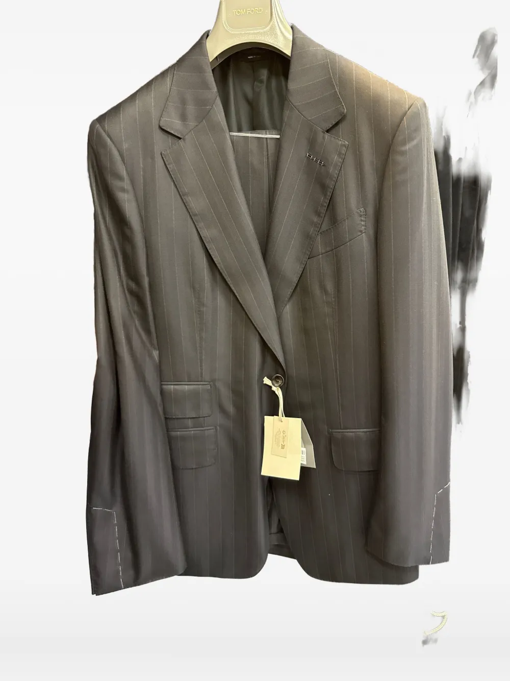 TOM FORD Blazer met krijtstreep en enkele rij knopen Grijs