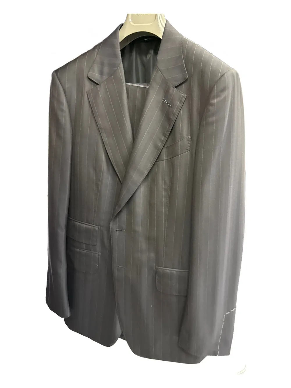 TOM FORD Blazer met krijtstreep en enkele rij knopen Grijs