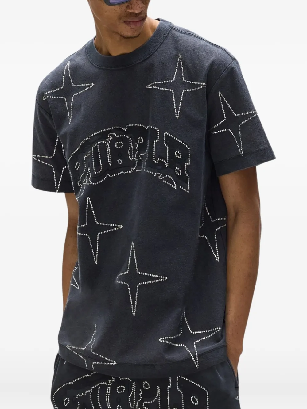 Purple Brand Crystal Star T-shirt Zwart