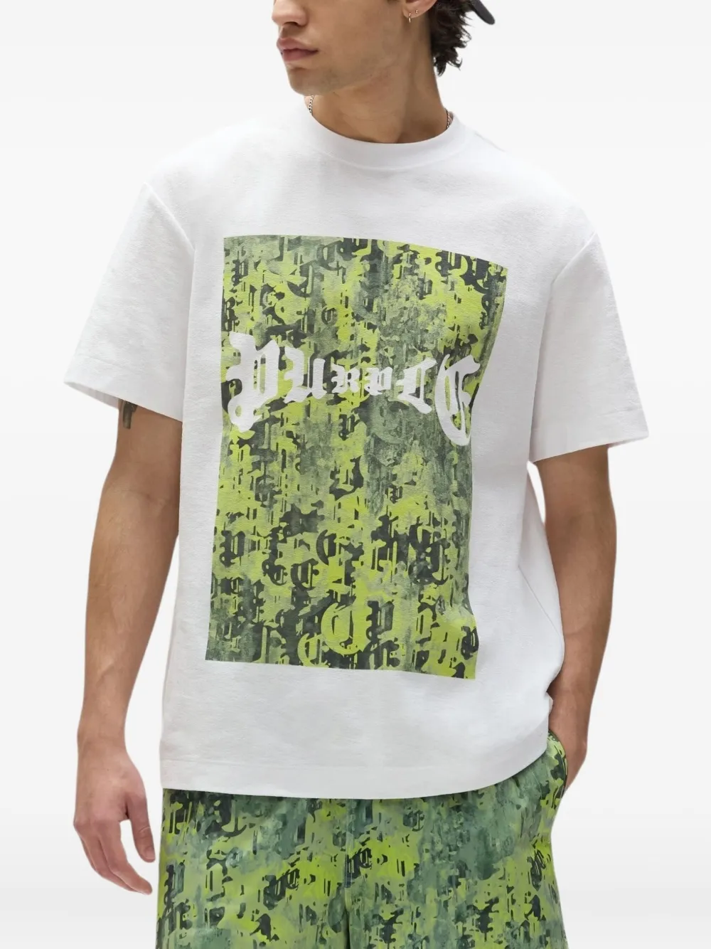 Purple Brand T-shirt met ronde hals en camouflageprint Groen