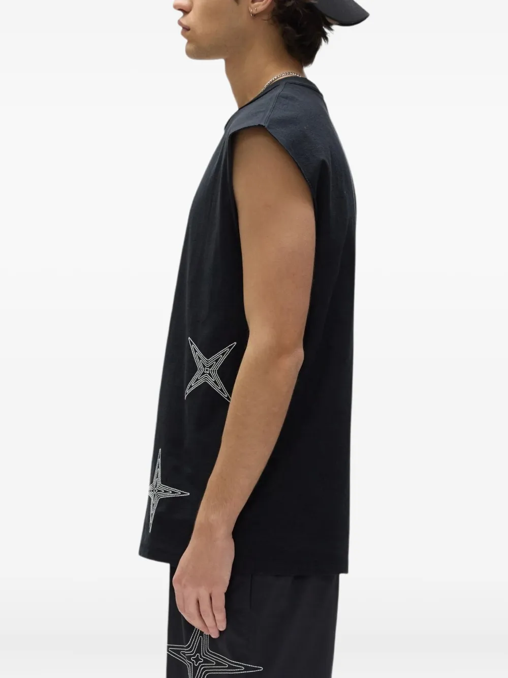 Purple Brand Mouwloze spencer met sterdetail Zwart