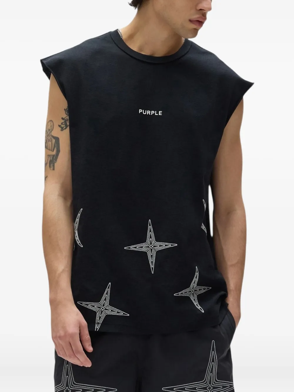 Purple Brand Mouwloze spencer met sterdetail Zwart