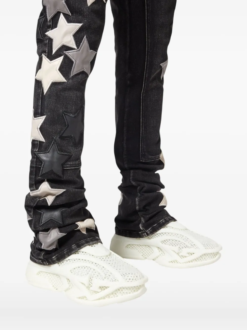 GUAPI Jeans met sterpatch Zwart