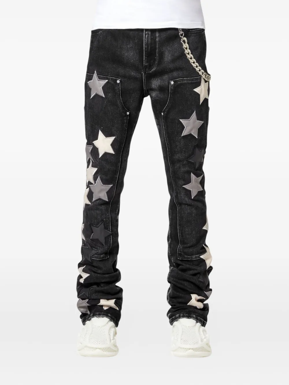 GUAPI Jeans met sterpatch - Zwart