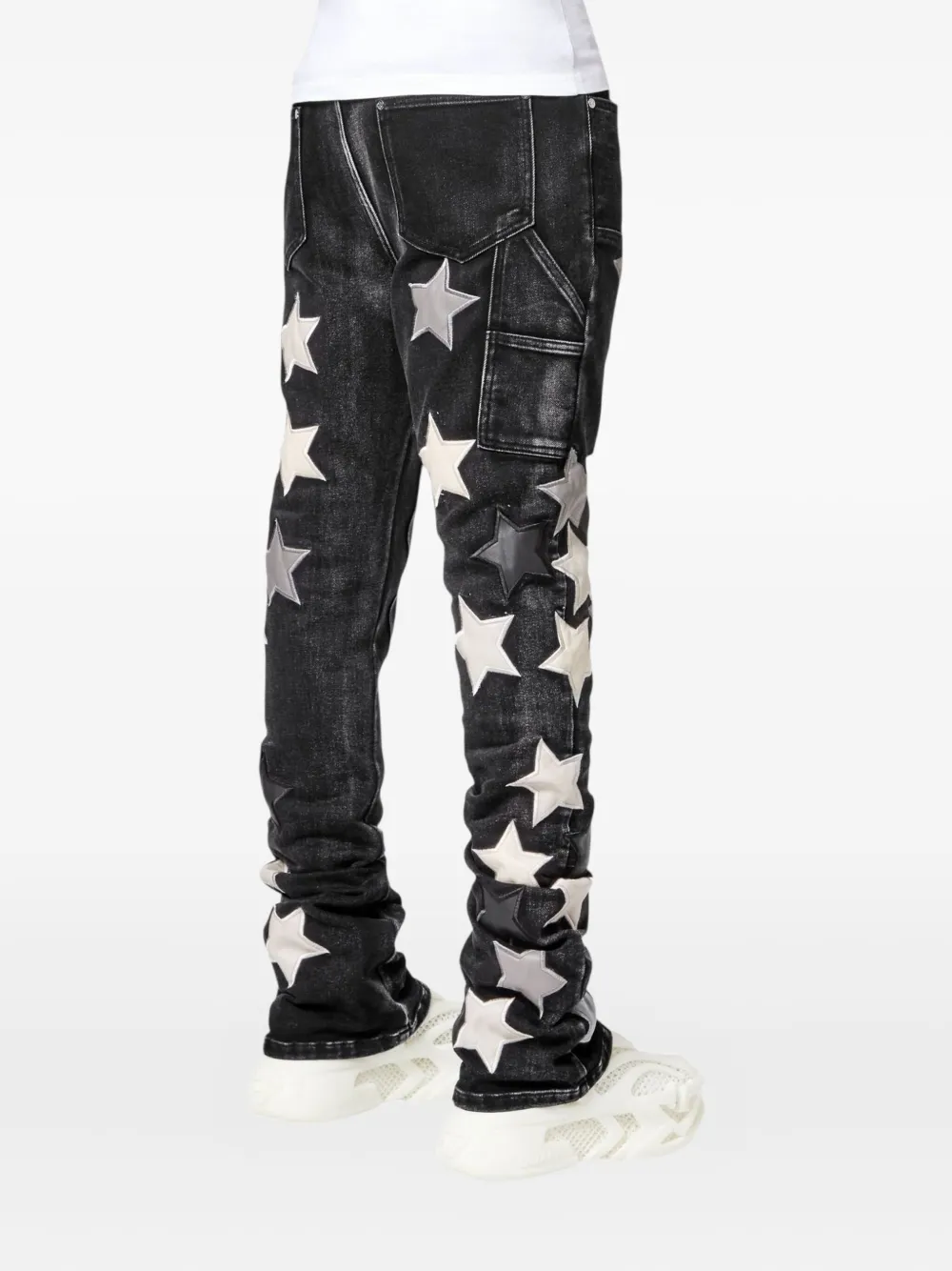 GUAPI Jeans met sterpatch Zwart