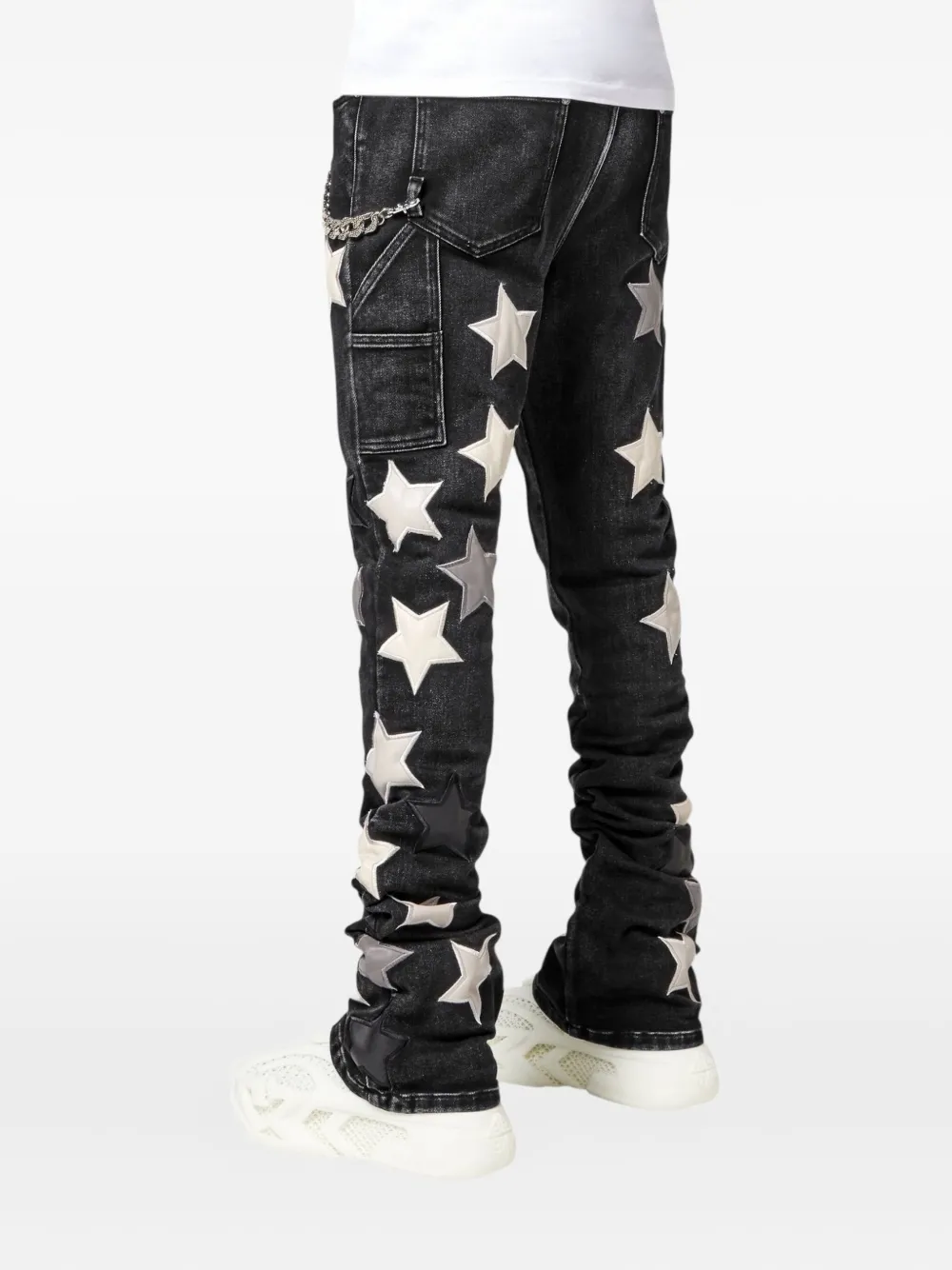 GUAPI Jeans met sterpatch Zwart
