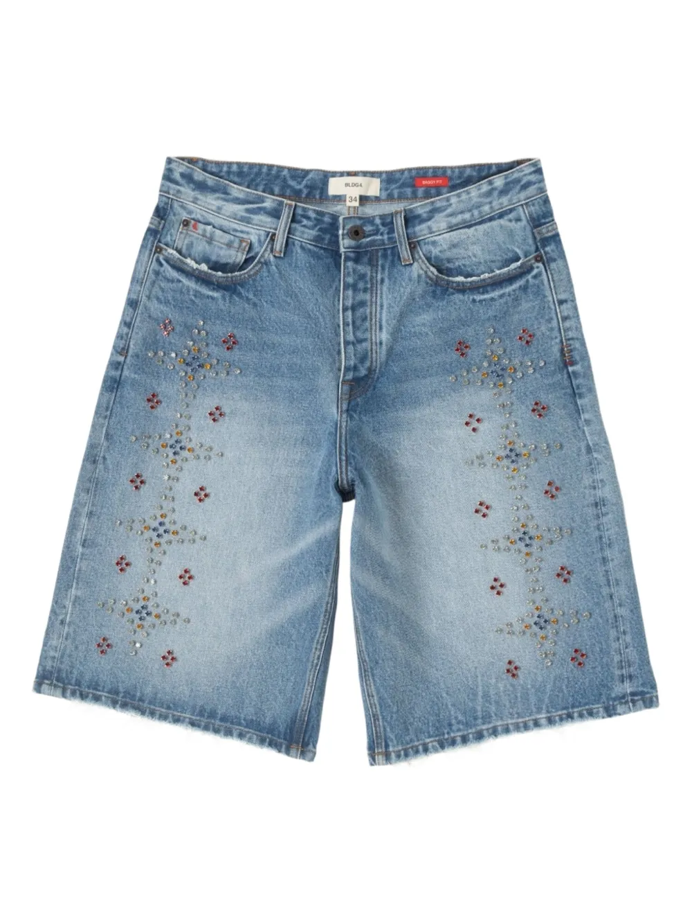 BLDG4 Tide rhinestone-embellished denim shorts | Blue | Image 1