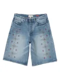 BLDG4 Tide rhinestone-embellished denim shorts - Blue