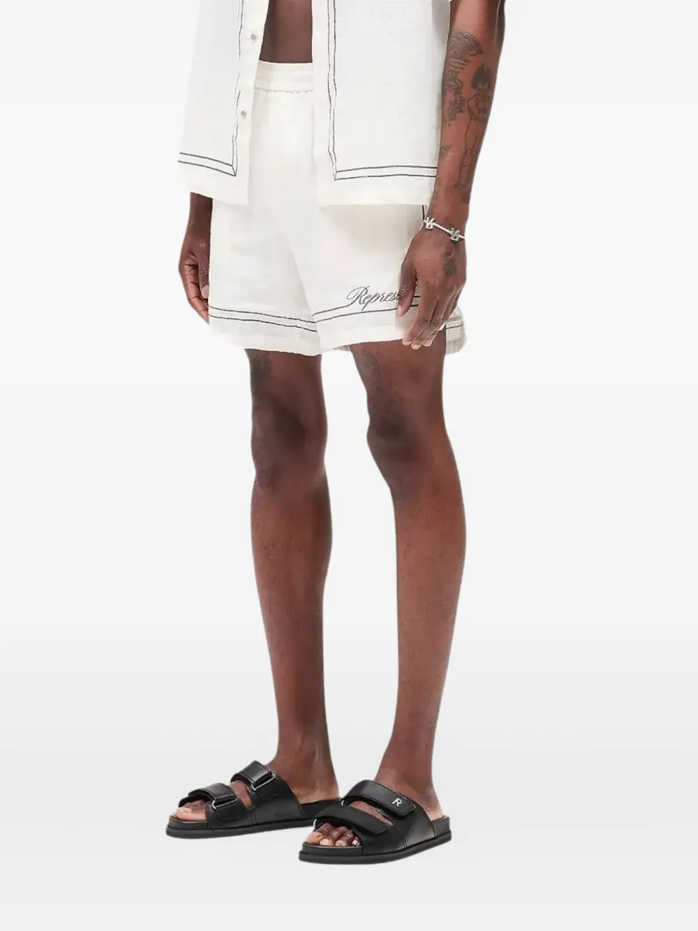 Represent Shorts met geborduurde rand Wit