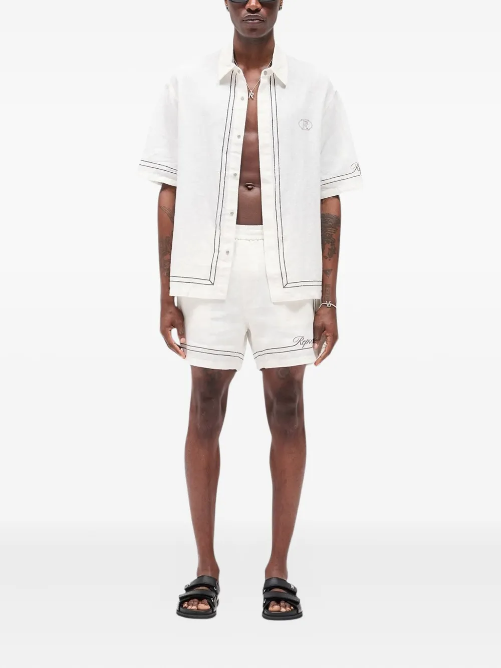 Represent Shorts met geborduurde rand Wit