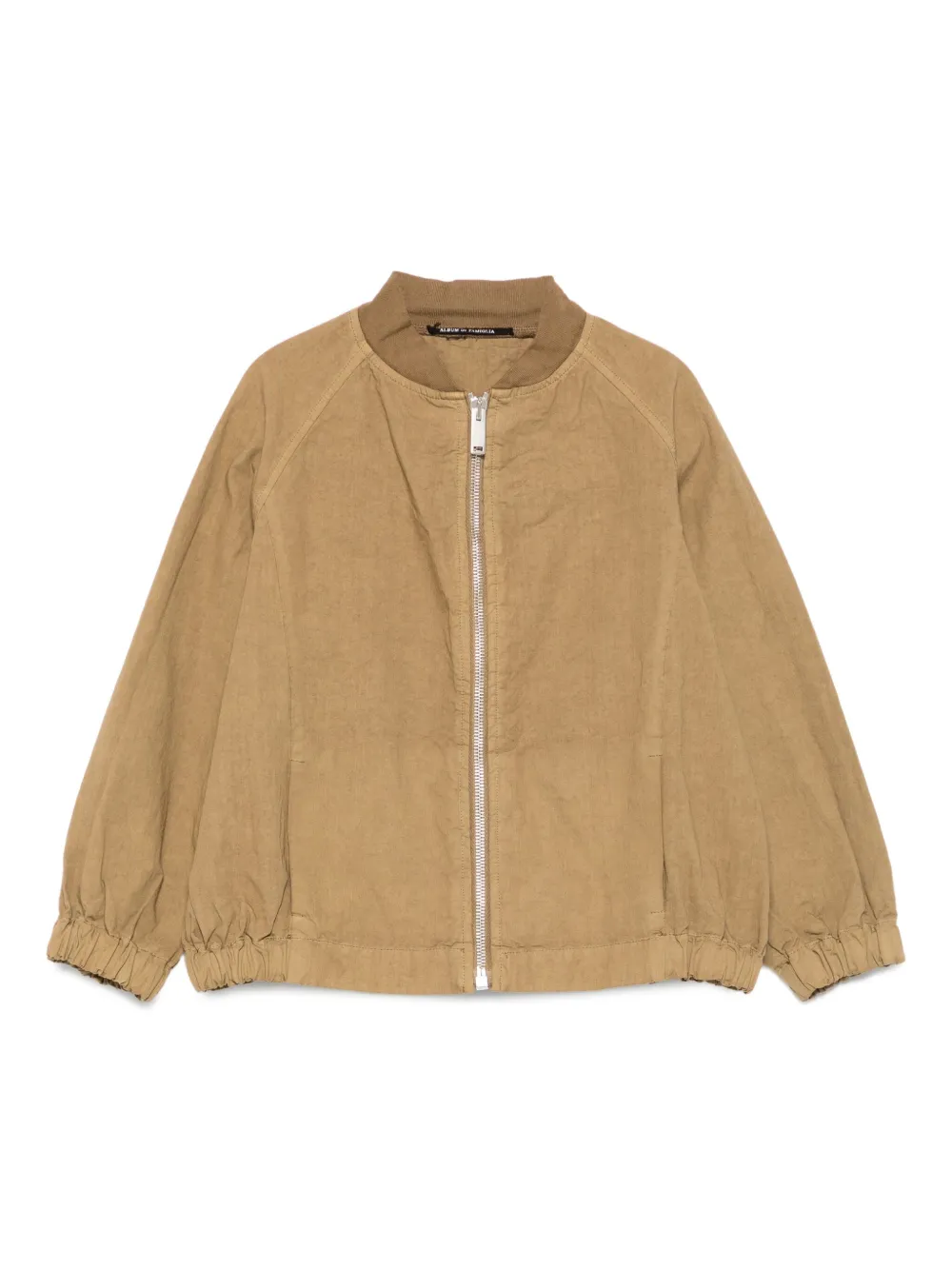 Album Di Famiglia Kids elastic-cuff zip-up bomber jacket | Neutrals | Image 1