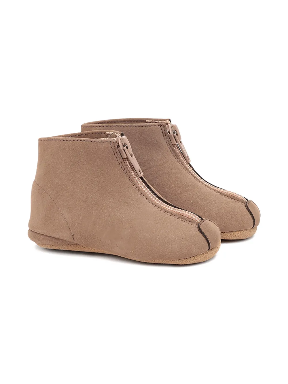 Pèpè zip-front calf leather booties Brown