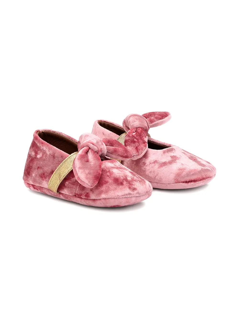 Pèpè Fluwelen ballerina's met strik - Roze