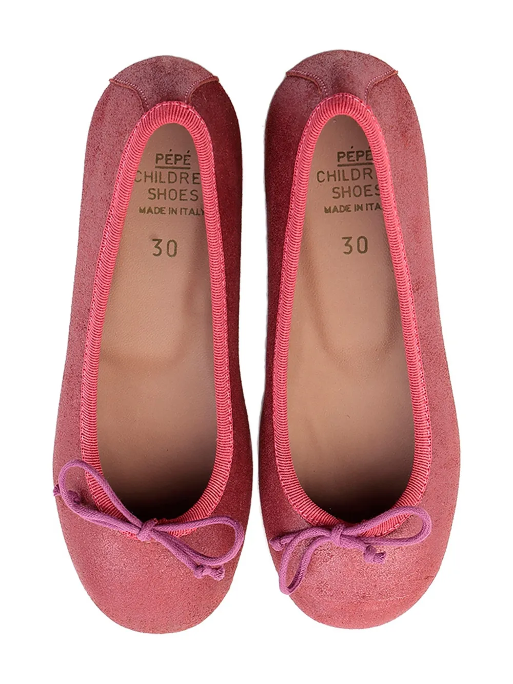 Pèpè glitter-effect bow ballerina shoes Pink